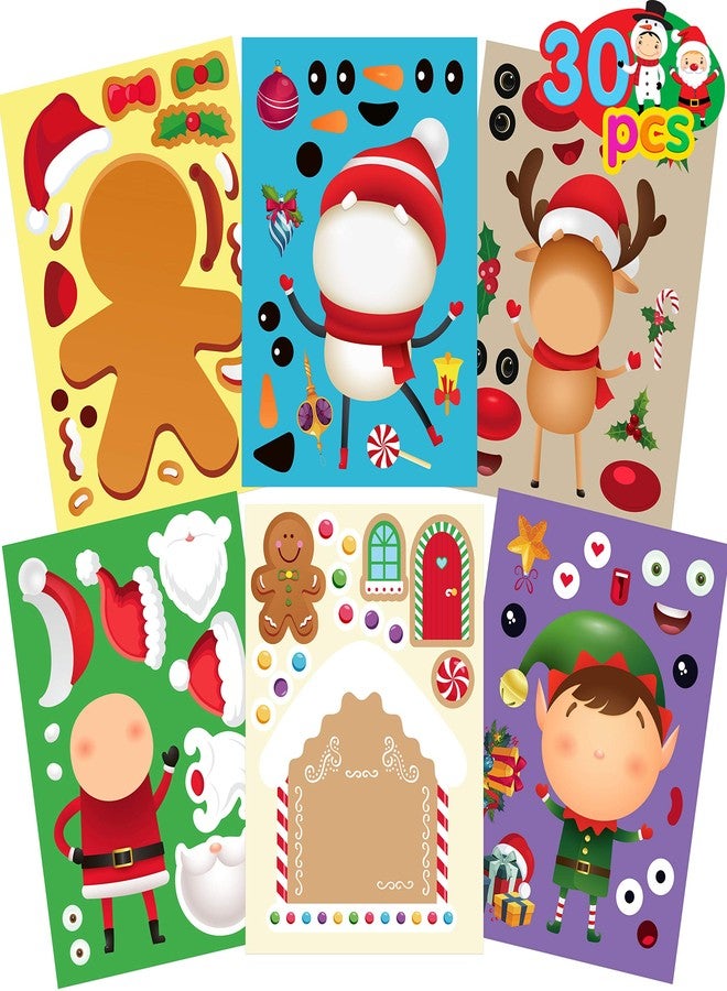 Funnlot Christmas Stickers for Kids - 30PCS Christmas Games for Kids Xmas Stickers for Kid Crafts Make Your Own Face Sticker Xmas Party Activities Crafts Favors Supplies for Toddlers Age 4-8 8-12 - Image 1
